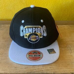 Lakers Champions Black and White Snapback Hat